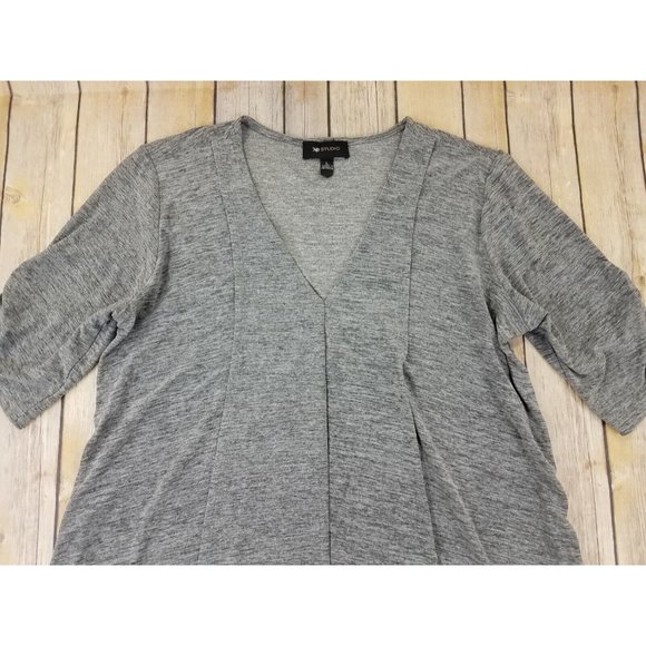 AB Studio Women’s Short Sleeves V-Neck Casual Top Blouse Size L Gray B58 - Picture 2 of 10
